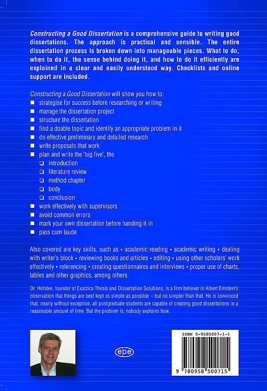 Back Cover of book Constructing a Good Dissertation